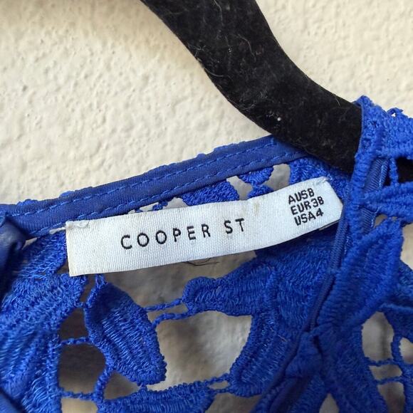 Cooper St Blue Crochet Lace Cocktail Dress Size 4 - Picture 4 of 6